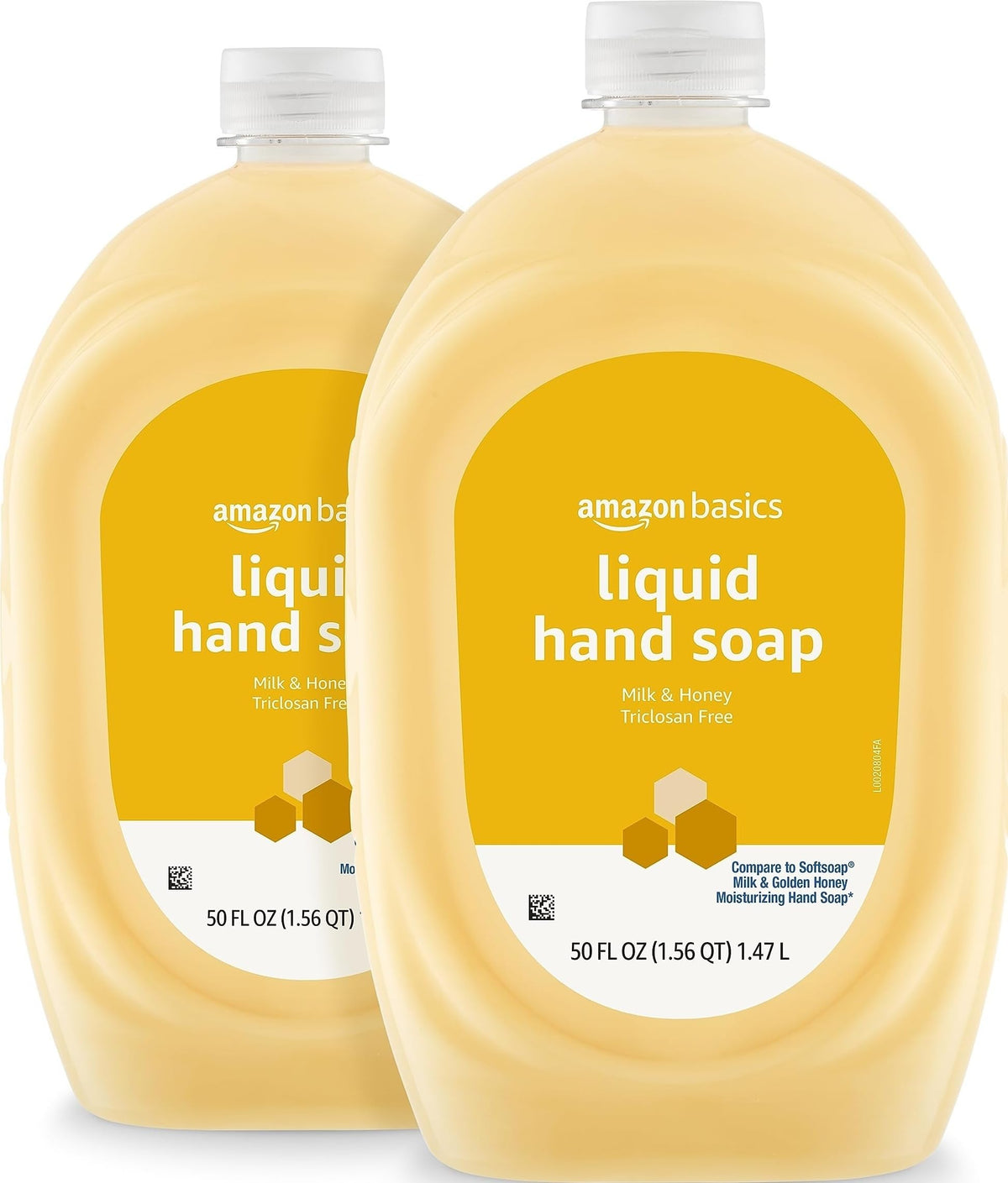 Amazon Basics Liquid Hand Soap Refill, Milk and Honey Scent, Triclosan-Free, pH Balanced