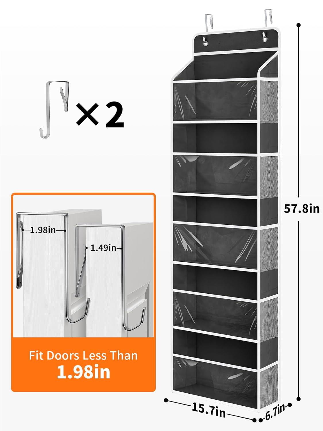JARLINK Toy Stuffed Animal Storage, Over The Door Organizer W/Clear View Windows, 44lb Load, Baby