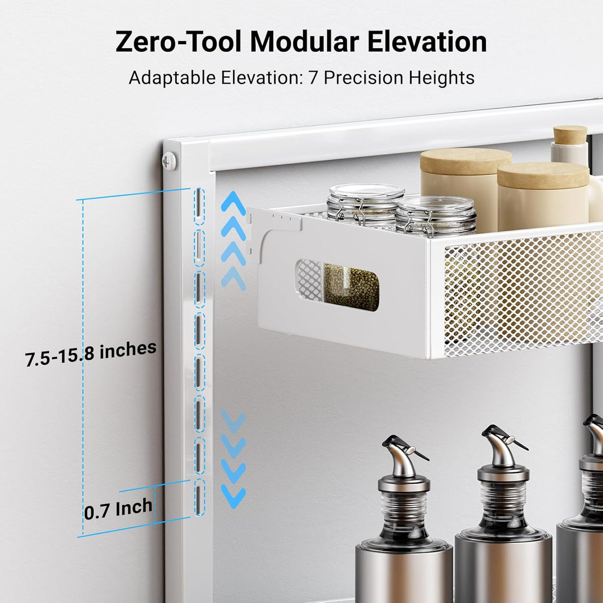 Pull-out Under Kitchen Sink Organizer, Metal Functional Under Sink Organizer, Height Adjustable