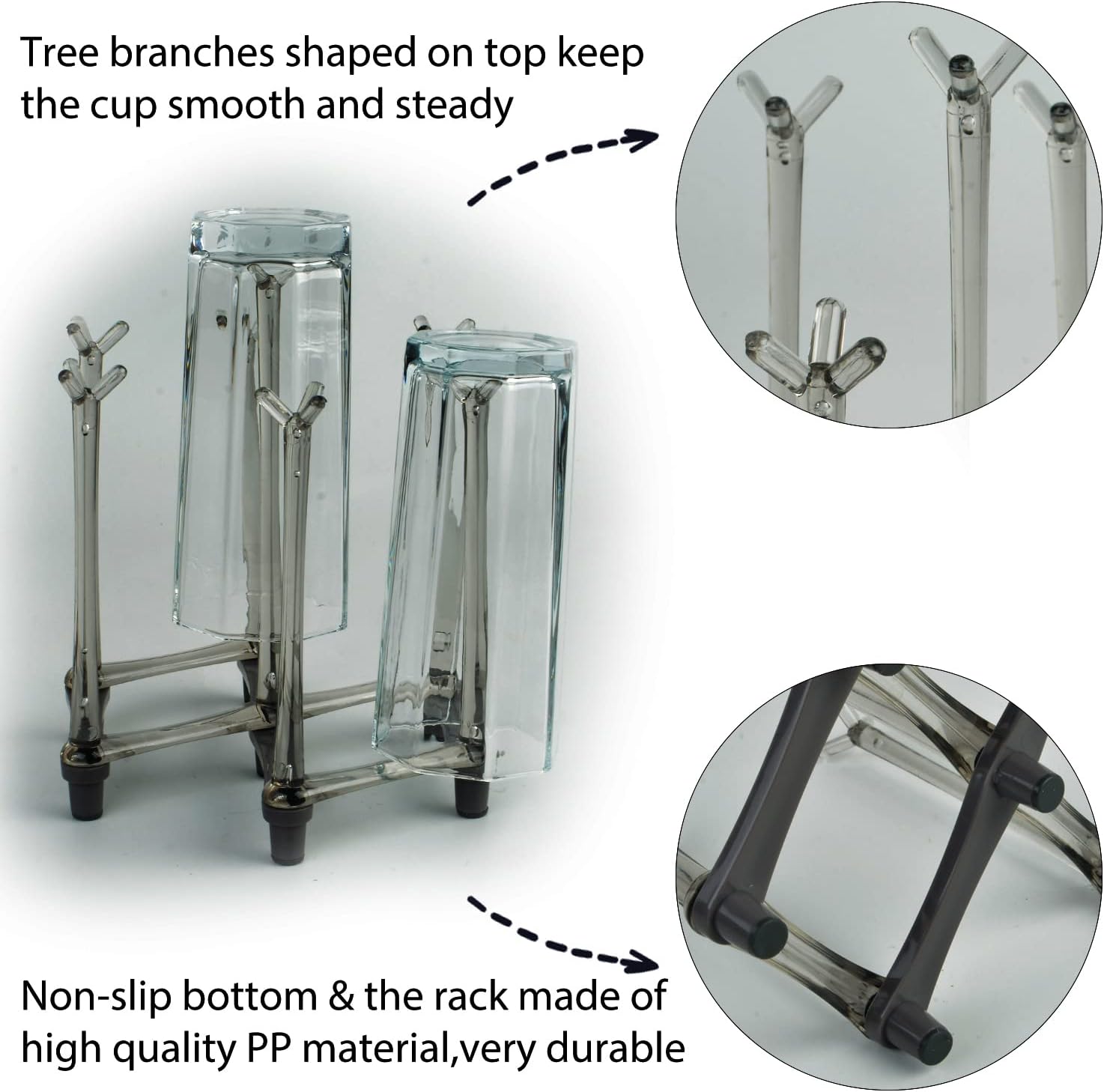 2 Pcs Cup Drying Racks Set, Retractable Drinking Glass & Baby Bottle Drainer Stand, PP Material Mug