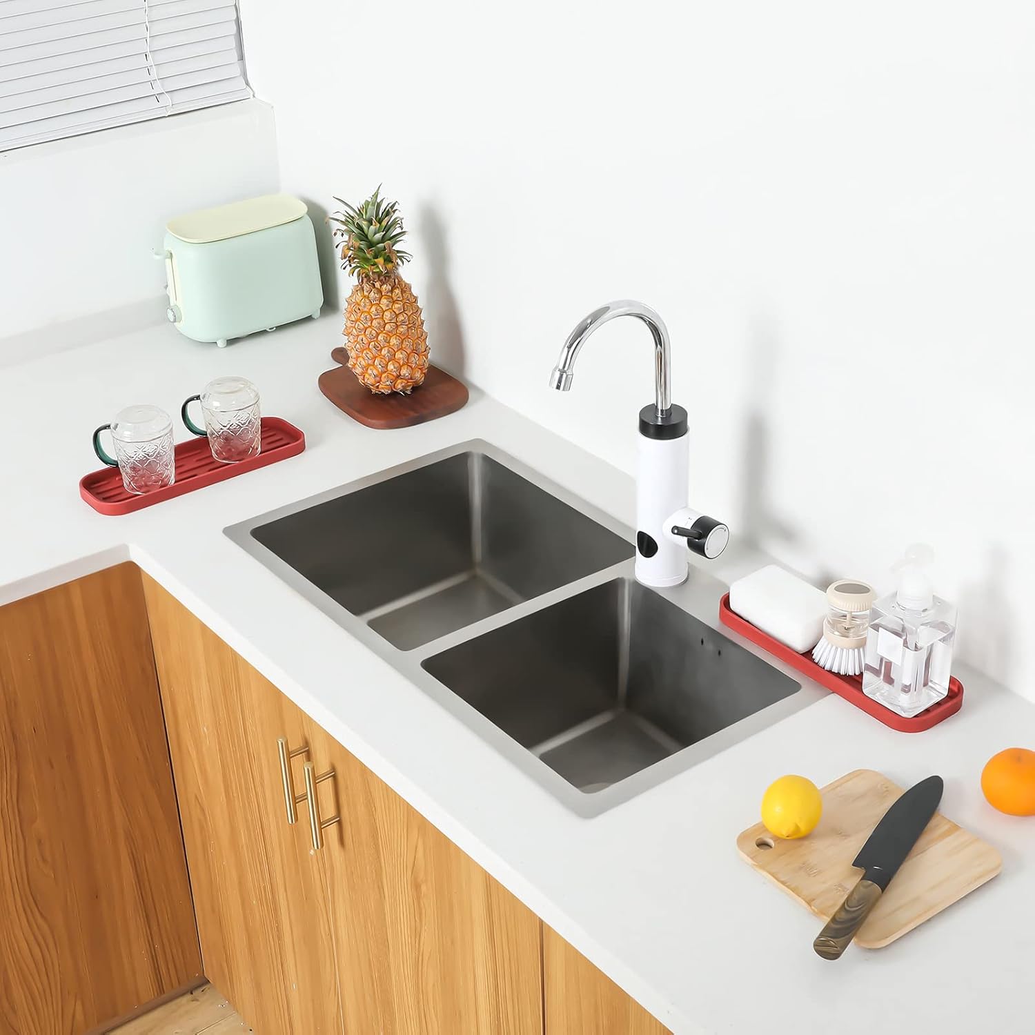 Silicone Kitchen Sink Organizer Tray for Multiple Usage,Eco-Friendly Sponges Holder for Kitchen
