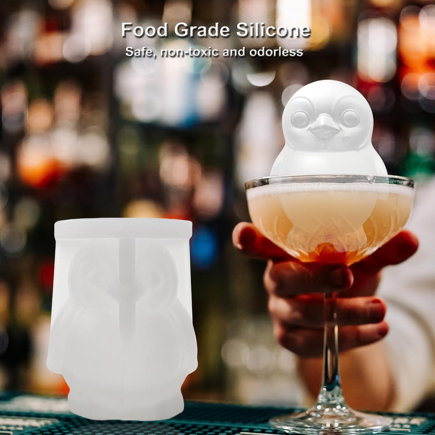 3D Penguin Ice Cube Silicone Molds Tray for Whiskey, Cocktail, Drink Decor, Bar; Rich Details. Cute