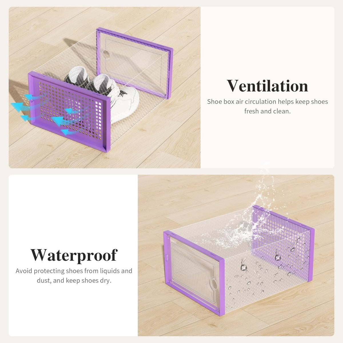 Kuject X-Large Shoe Storage Boxes Organizers Clear Plastic Stackable 12 Pack, Shoe Rack & Holder