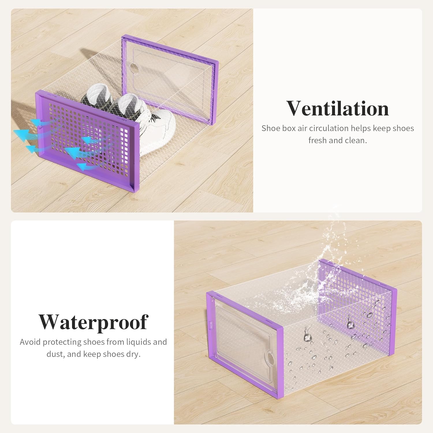 Kuject X-Large Shoe Storage Boxes Organizers Clear Plastic Stackable 12 Pack, Shoe Rack & Holder