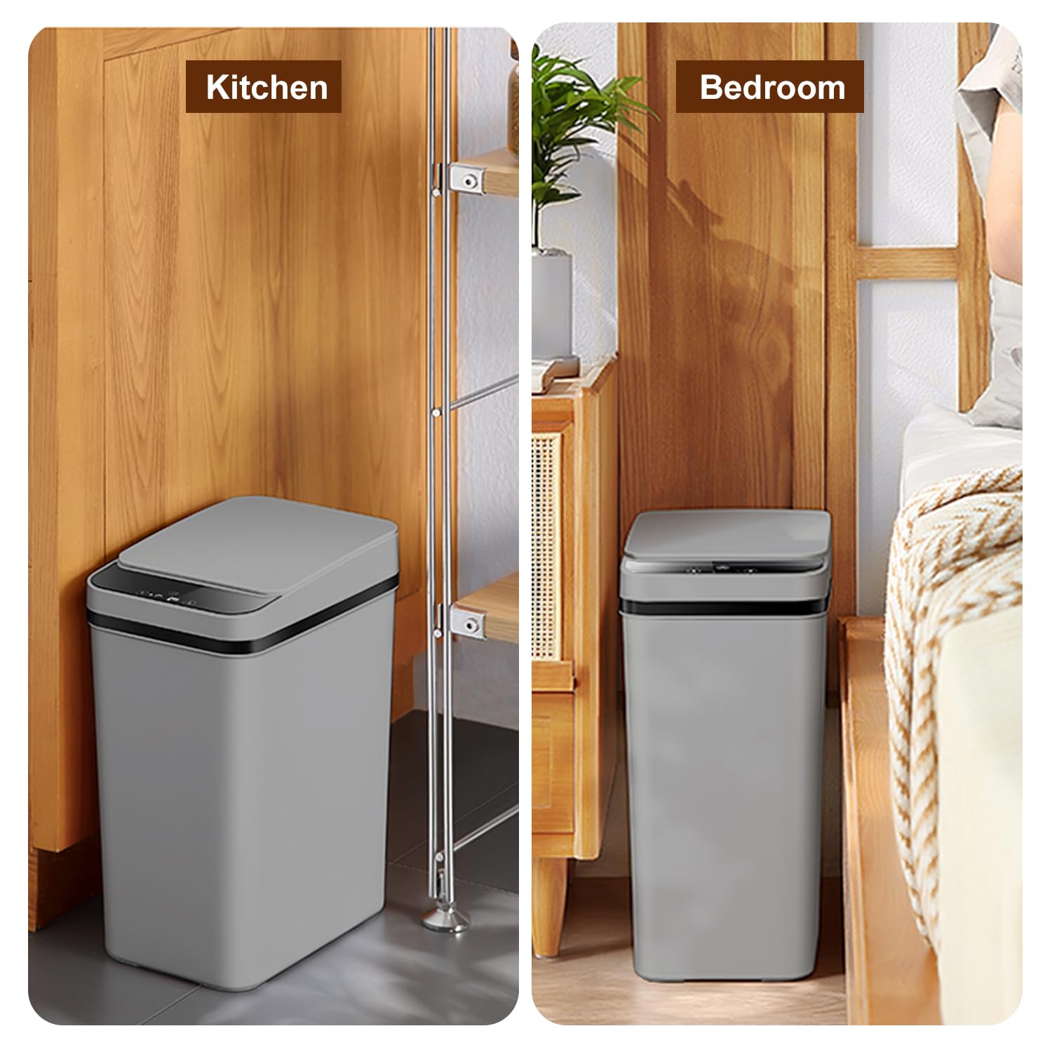 Yatmung 2.5 Gallon Motion Sensor Trash Can - Automatic Trash Can Touchless - Smart Trash Bin with