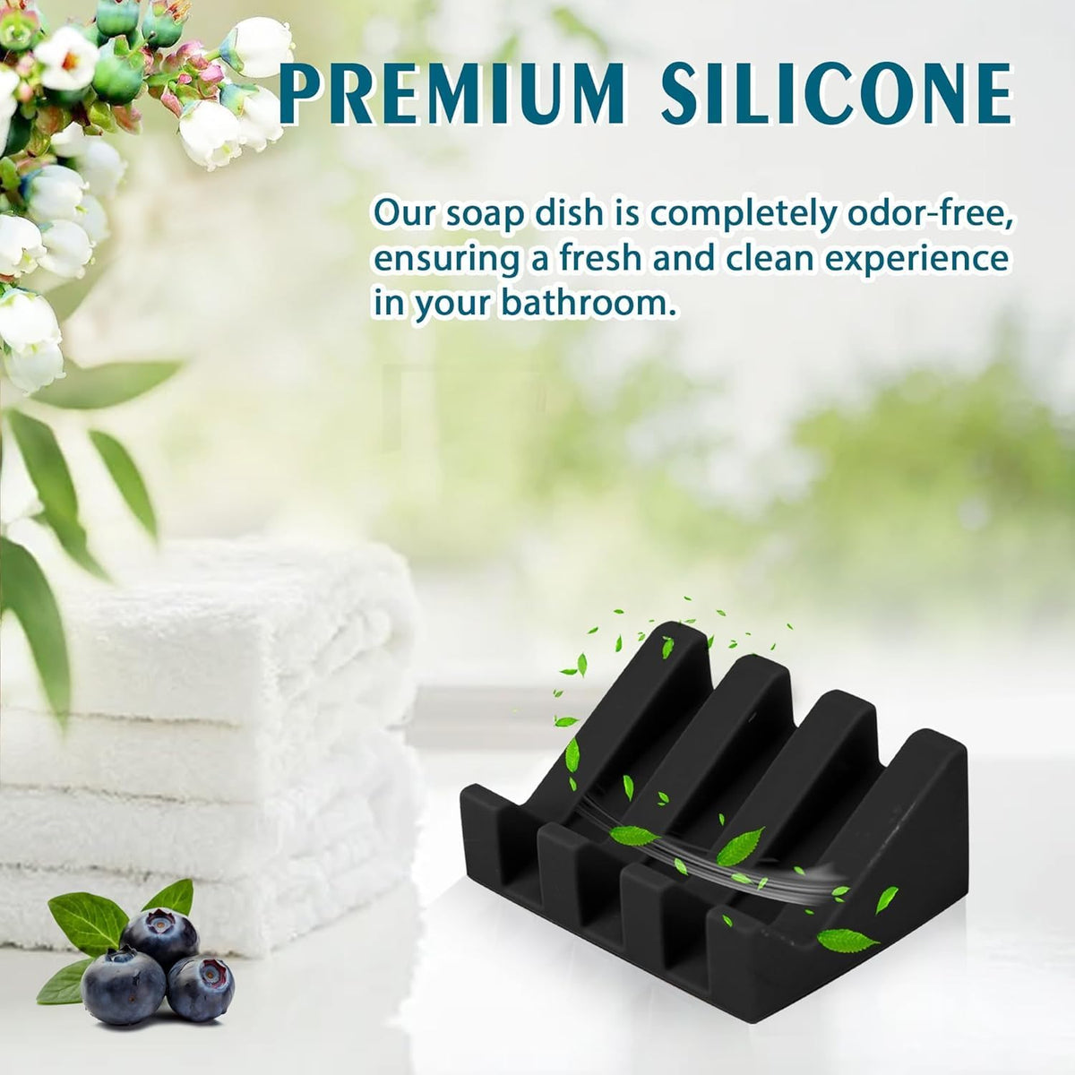 Silicone Soap Dish for Bar Soap Holder for Shower Bathroom Self Draining Waterfall Drying Tray Keep