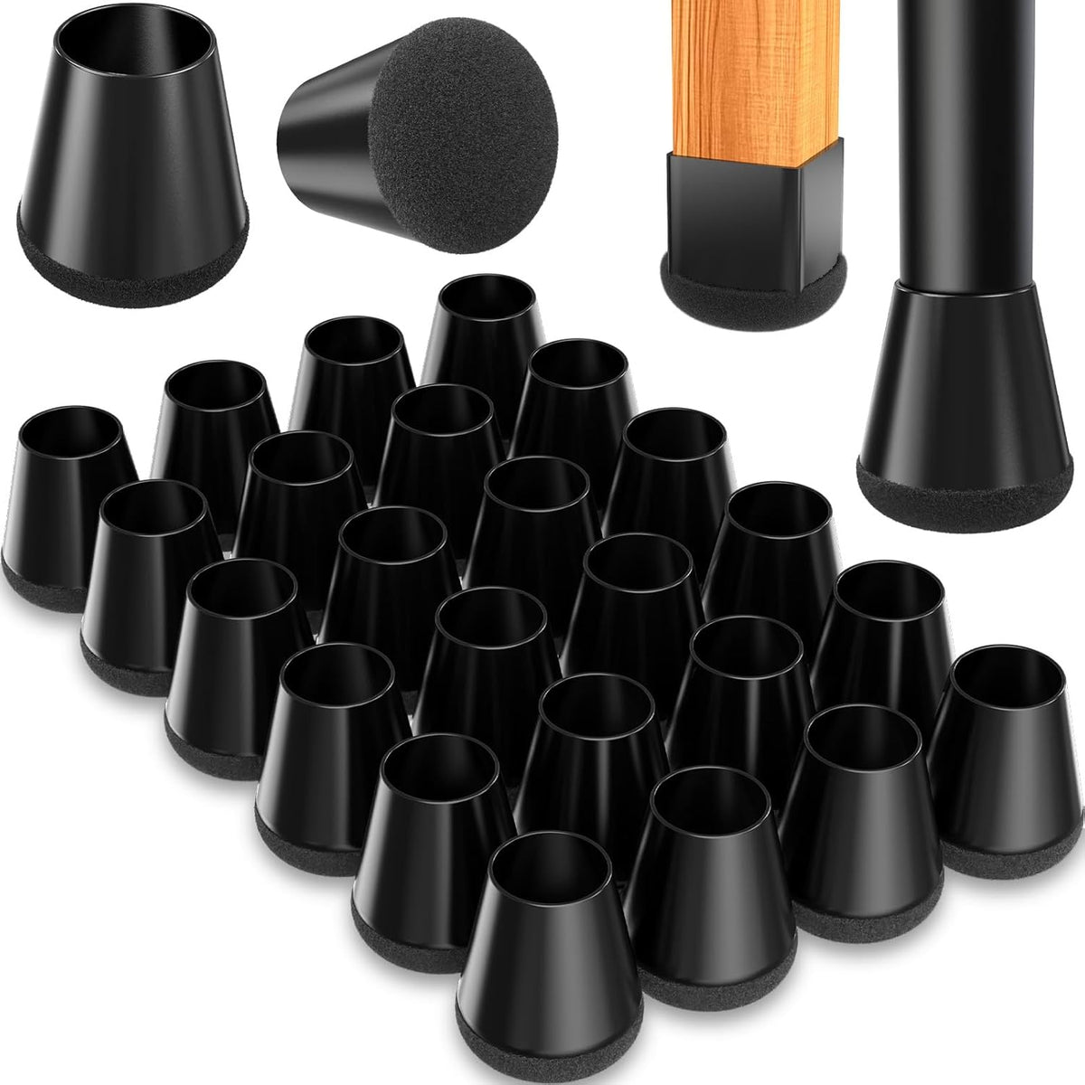 Chair Leg Floor Protectors Extra Small 24 Pcs,Silicone Chair Leg Protectors for Hardwood