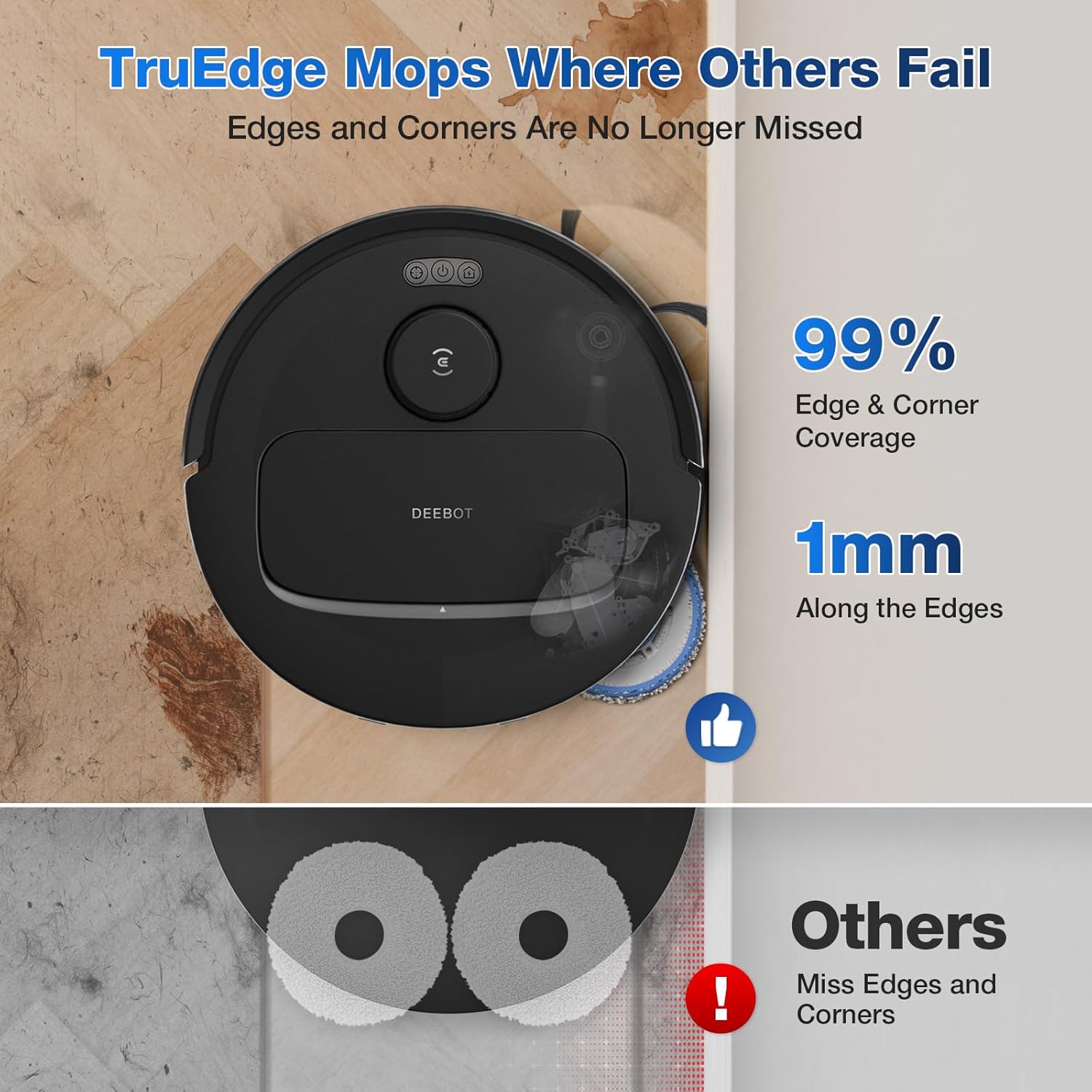 ECOVACS DEEBOT N30 Omni Robot Vacuum and Mop, 10000Pa Suction, TruEdge Adaptive Edge Mopping