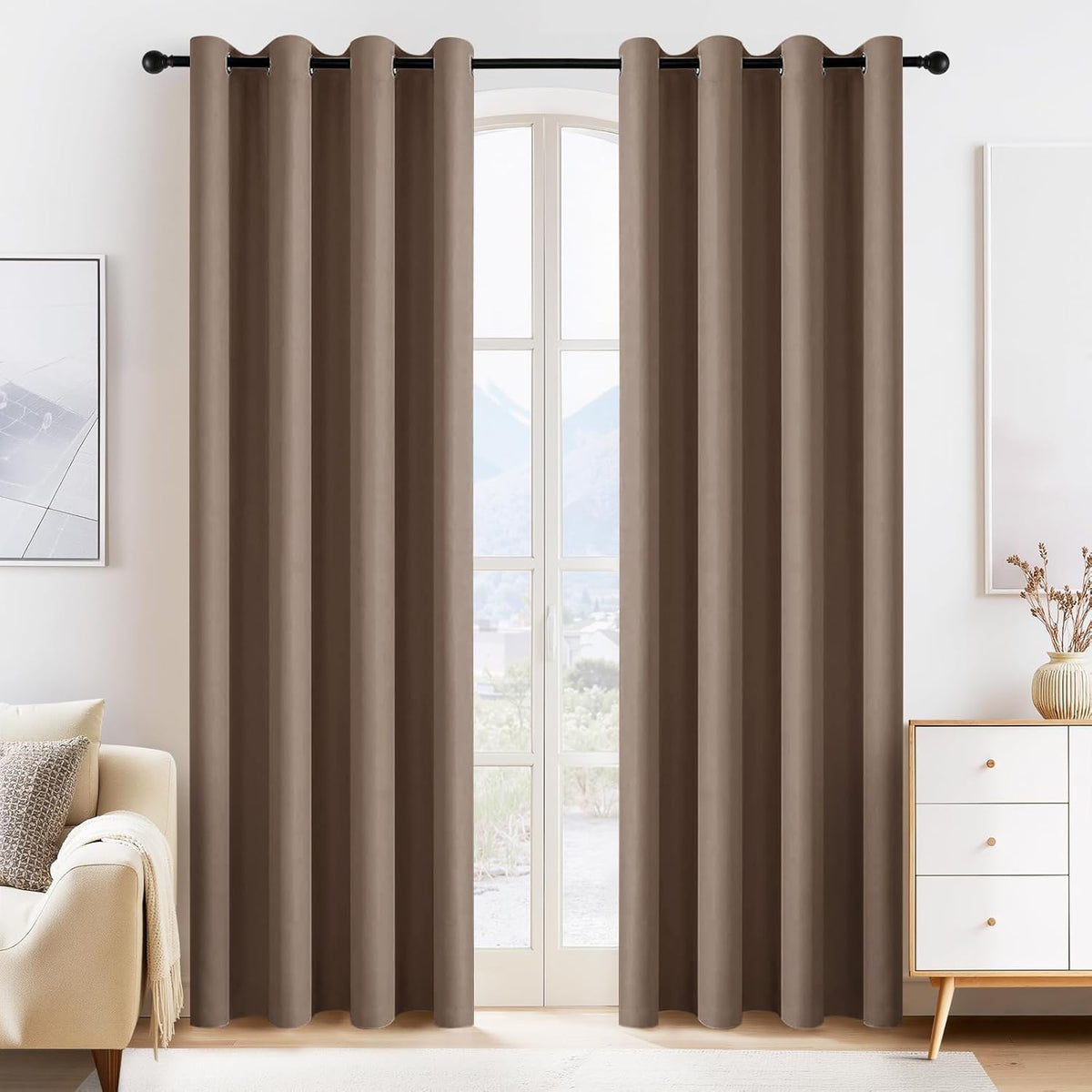 PONY DANCE Window Curtain Panels - Grommets Top Thermal Insulated Light Blocking Curtain Covers for