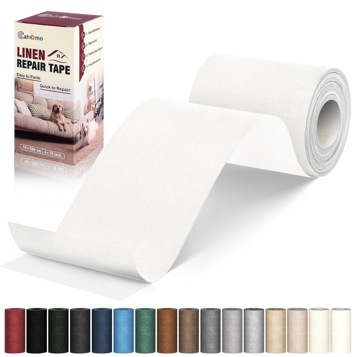 Linen Repair Tape 4x79 inch, Self Adhesive Fabric Patches, Linen Patch Tape Kit, Fabric Repair Tape