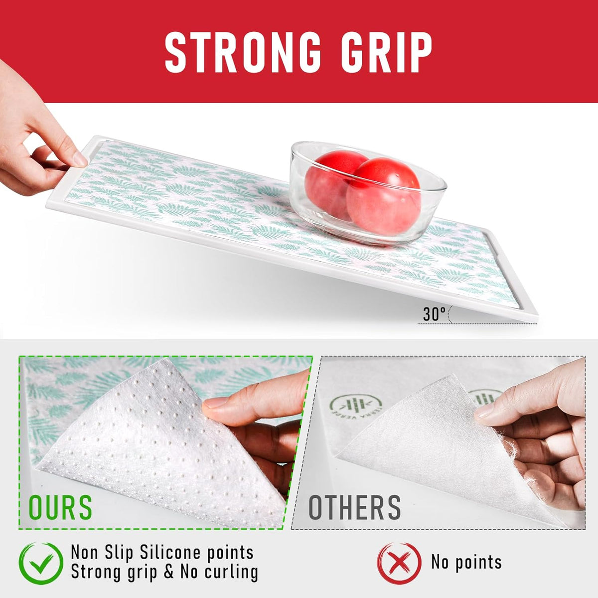 Cooyes Absorbent Refrigerator Liners, Non Slip Fridge Bin Liners and Mats Washable, Refrigerator