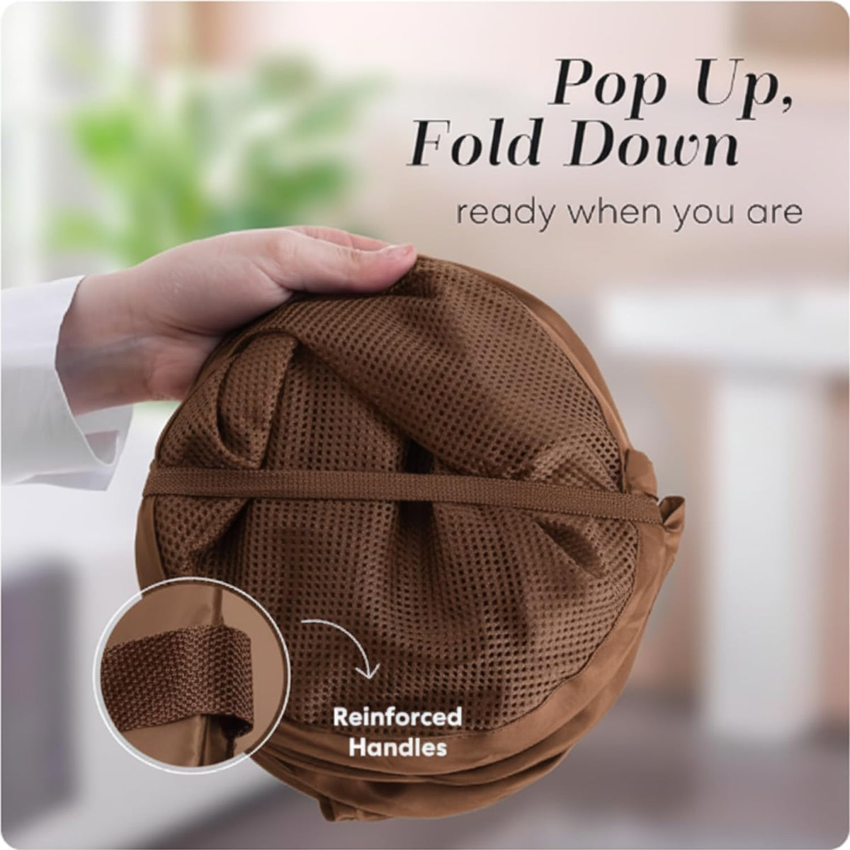 Handy Laundry Collapsible Mesh Pop Up Hamper with Wide Opening and Side Pocket - Breathable
