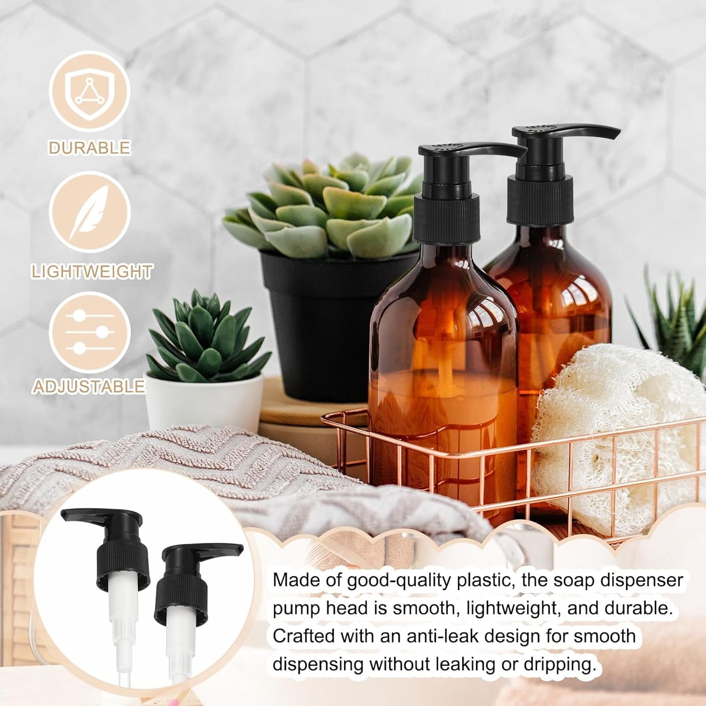 uxcell 8 Pcs Soap Dispenser Pump Heads Soap Dispensers Top Pumps Replacement Switch Pumphead for