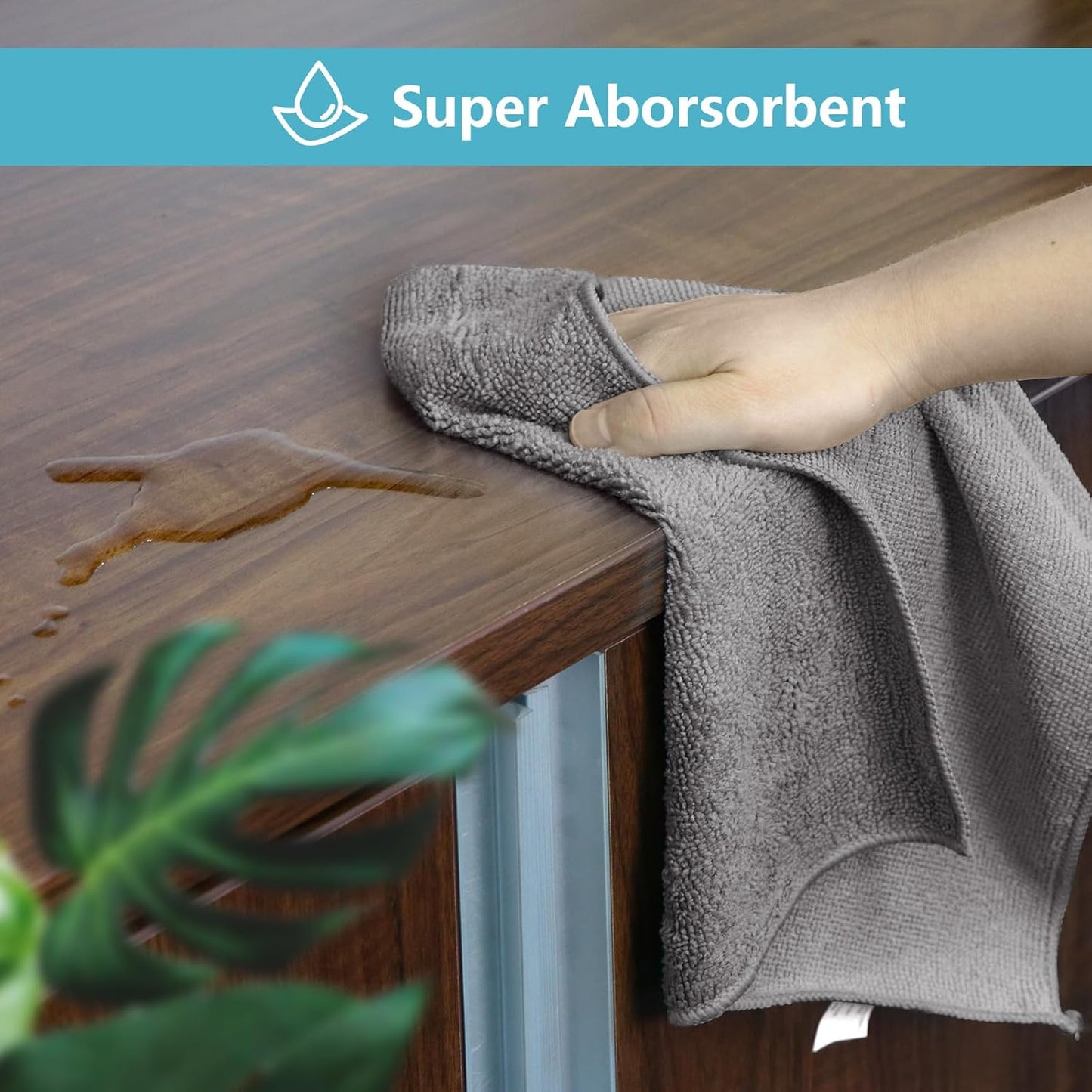 HOMEXCEL Grey Microfiber Cleaning Cloth, 50 Pack Cleaning Towels for Kitchen, Lint Free