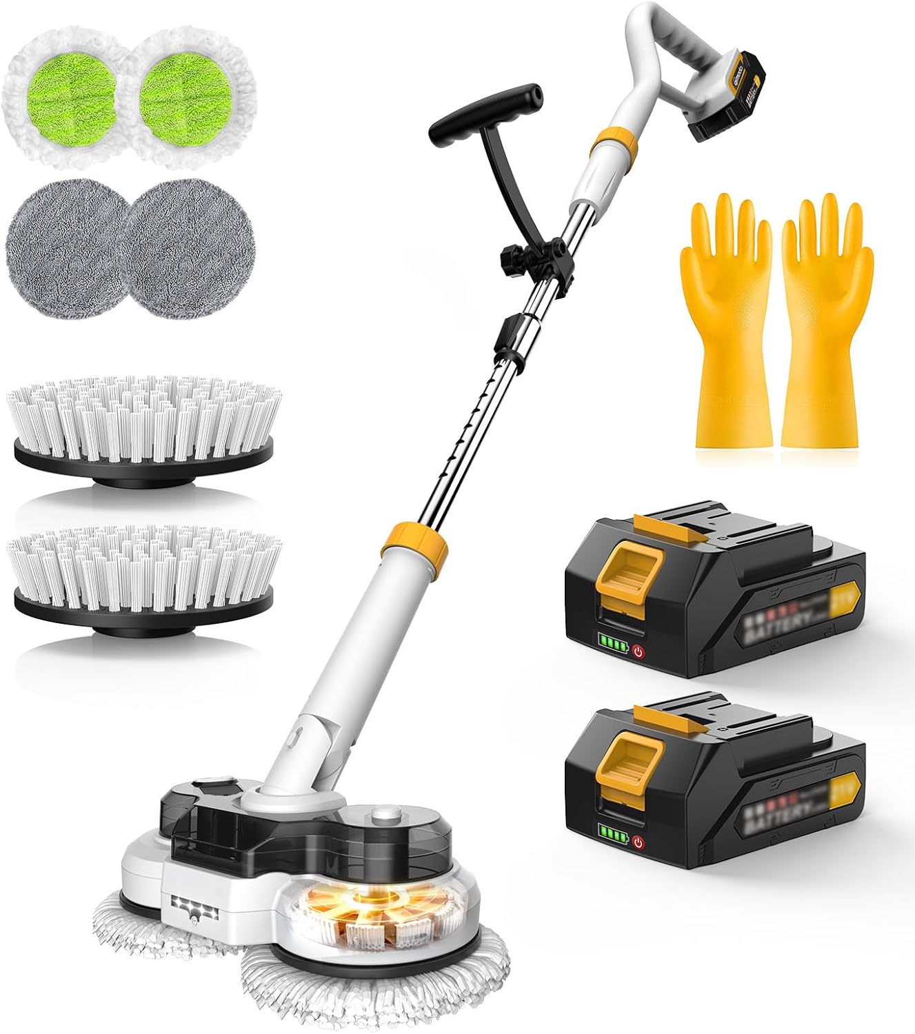 qimedo 800RPM Cordless Electric Mop, 6000mAh Battery Electric Power Scrubber & Mops for Floor