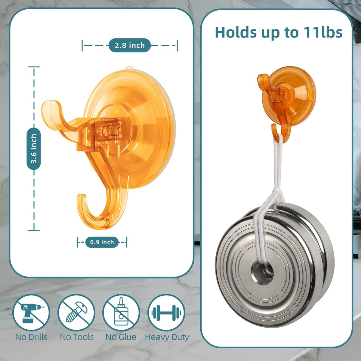 Antimbee 3 Pack Suction Cup Hooks, Wreath Hangers, Removable Small Suction Cups for Shower