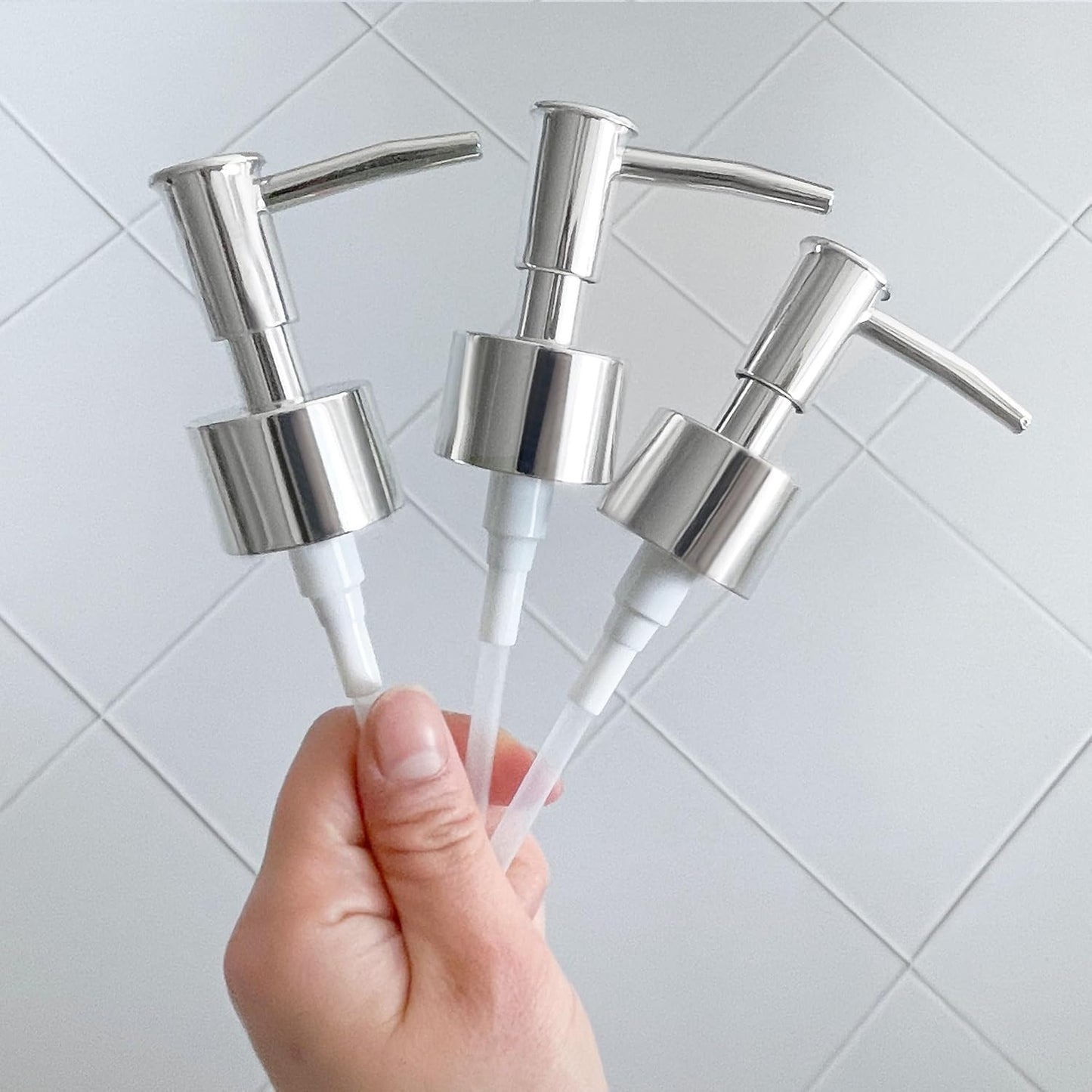 Soap Dispenser Pump Head Replacement 3 Pack, 28/400 Threads Standard Size, for Bathroom and Kitchen