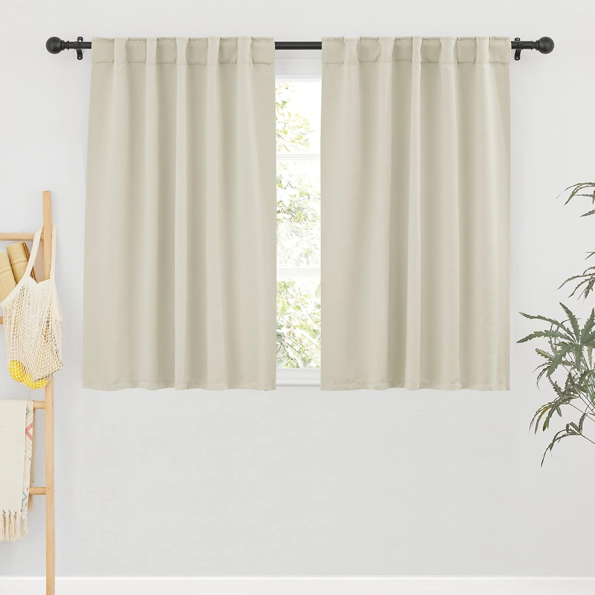 RYB HOME Room Darkening Curtains 2 Panels Set, Energy Efficient Privacy Drapes Back Tabs Small