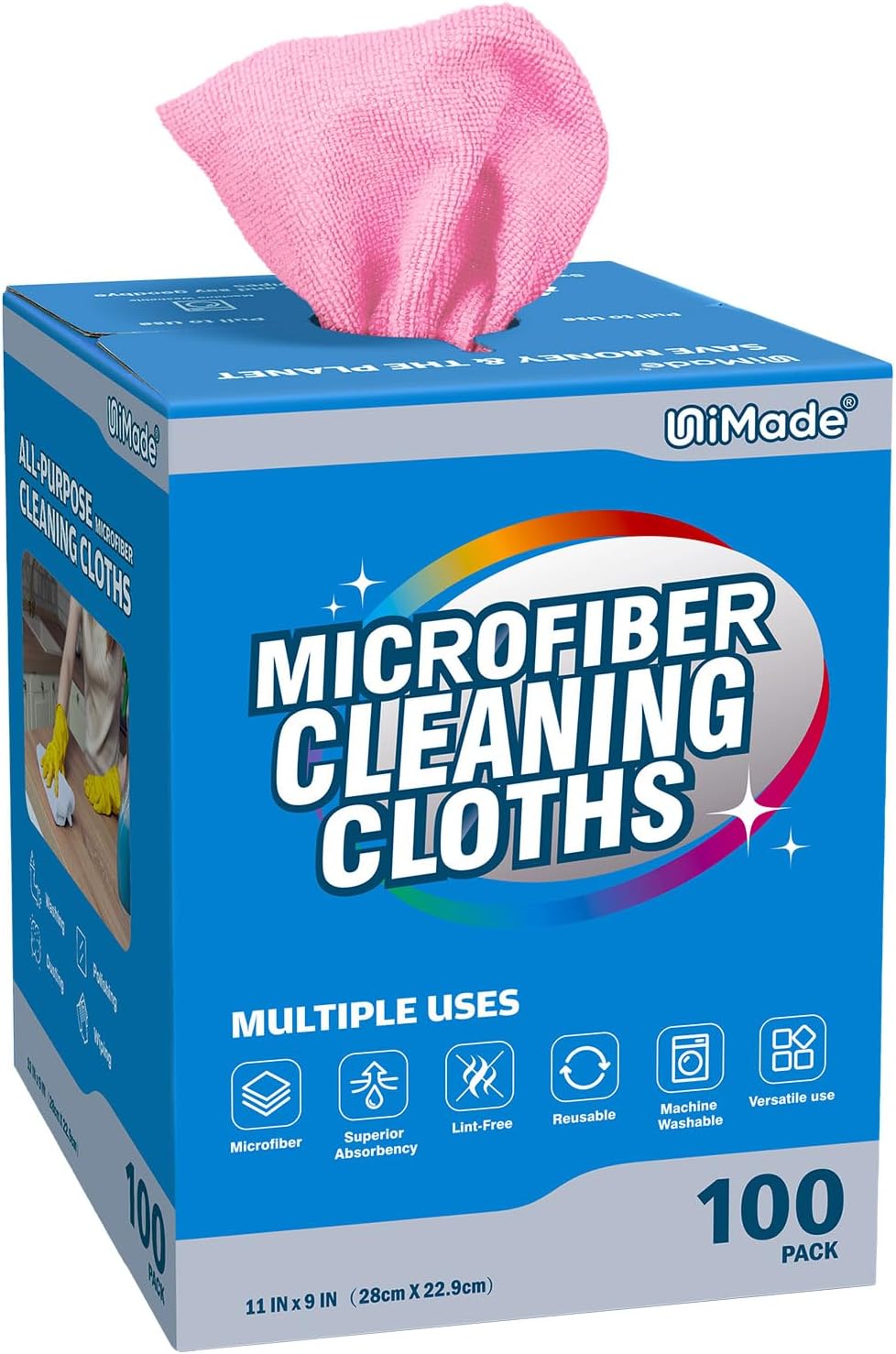 Microfiber Cleaning Cloth, 100 Sheets Microfiber Towels for Cars Commercial Grade Shop Towel