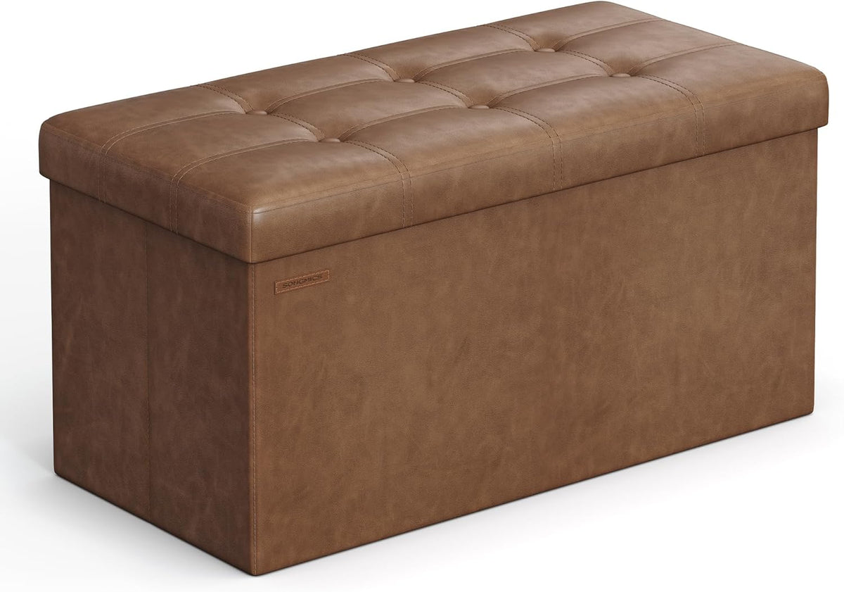 SONGMICS Mazie Collection - 30 Inches Folding Storage Ottoman Bench, Ottoman with Storage, Foot