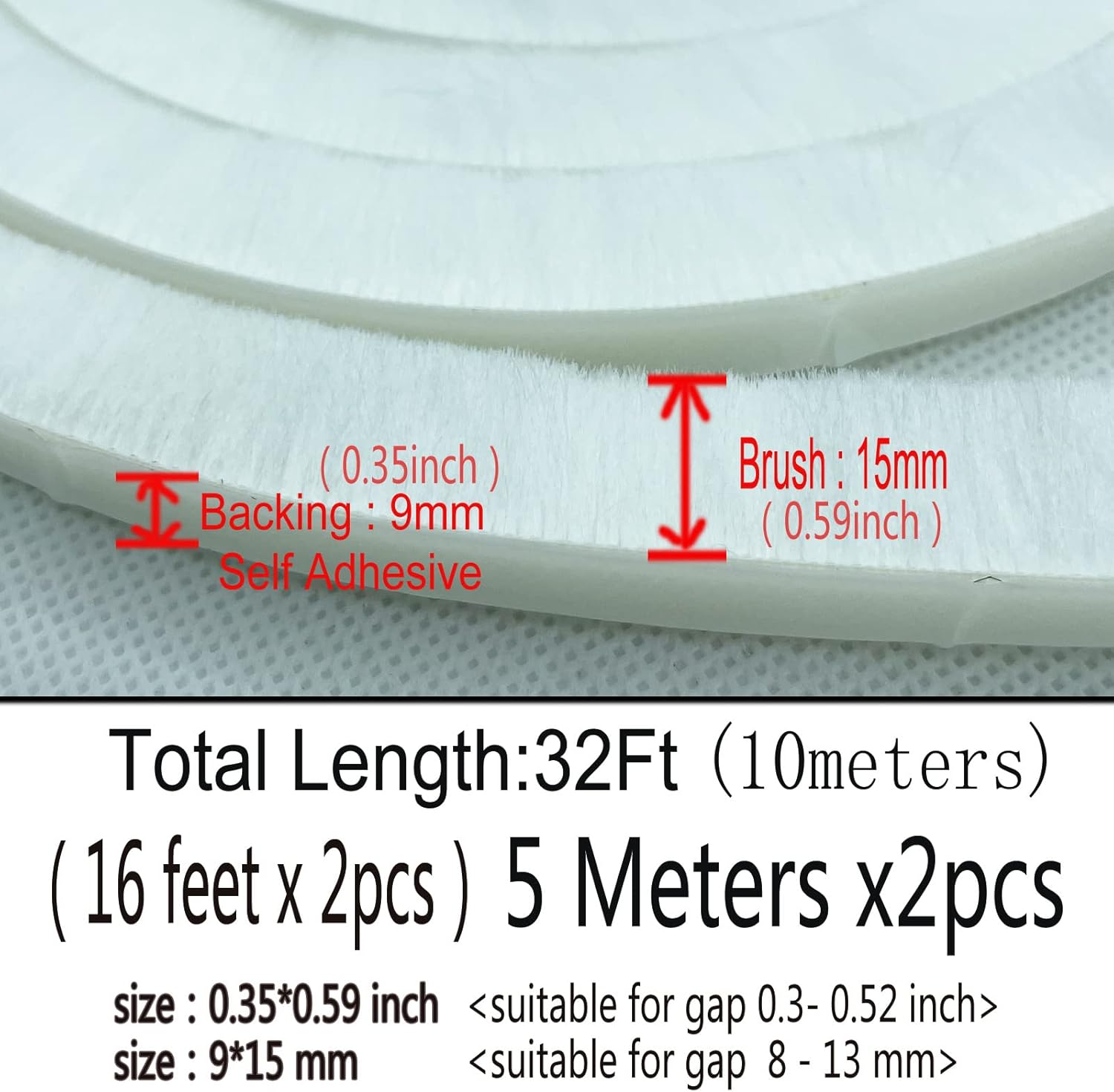 32 Ft Weather Stripping Self Adhesive Seal Strip Weatherstrip for Windows and Doors House