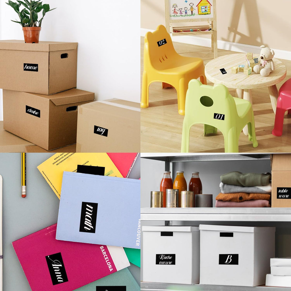 STARLIBOO Colored Labels Stickers 3 x 2 Inch, Rectangle Moving Labels, 250Pcs Removable Square