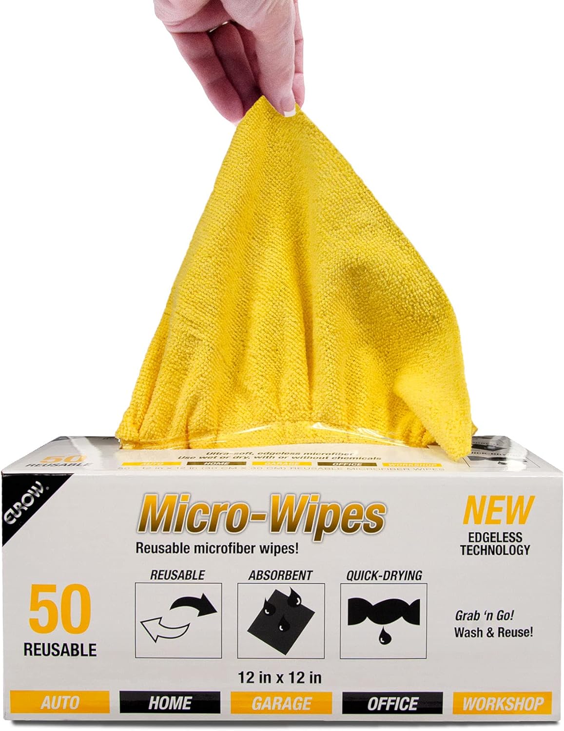 Eurow 200GSM Microfiber Cleaning and Drying Cloths with Dispenser Box, Reusable, Streak-Free