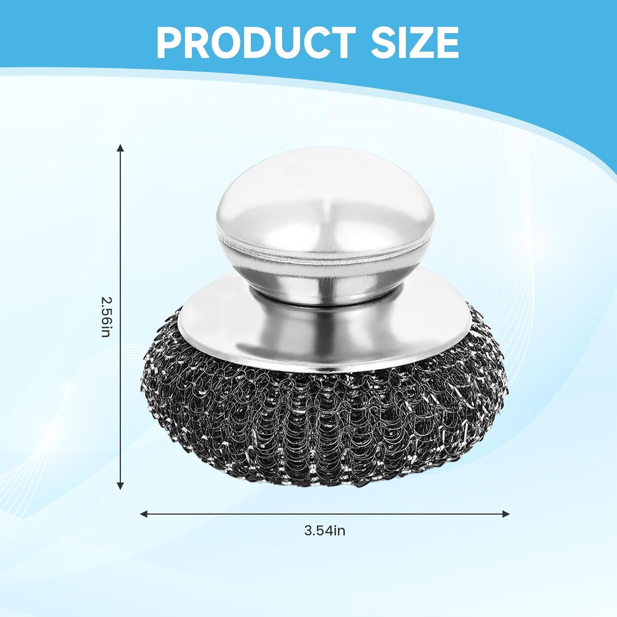 6Pcs Steel Wool Scrubber, Stainless Steel Scrubber with Handle for Cleaning Kitchen and Household