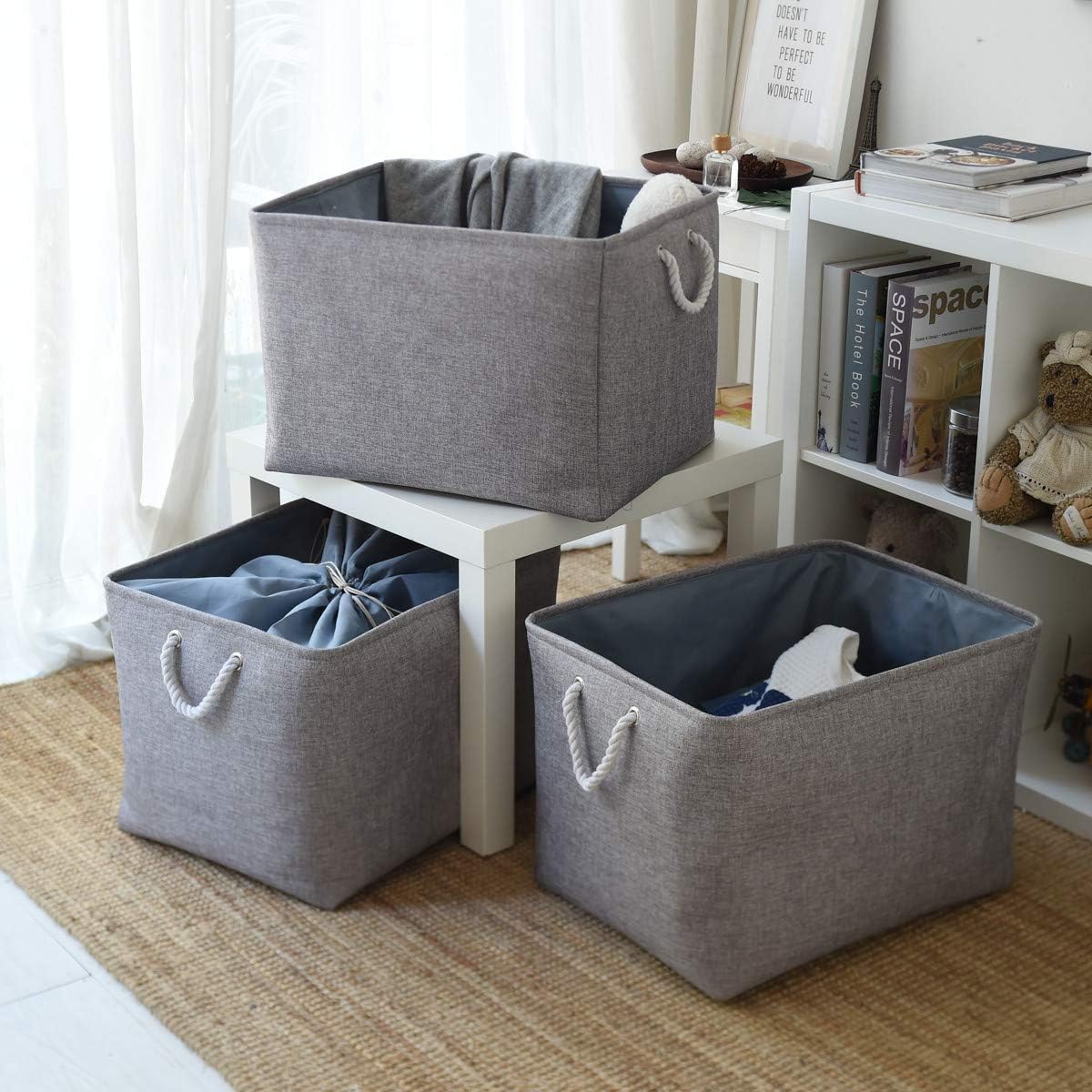 TheWarmHome Fabric Storage Bins Baskets for Organizing, Large Sturdy Storage Basket W/Handles