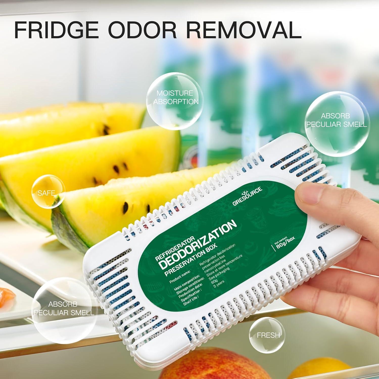 6 Pack Fridge Deodorizer, Refrigerator and Freezer Deodorizer Odor Eliminator Reusable, Unscented