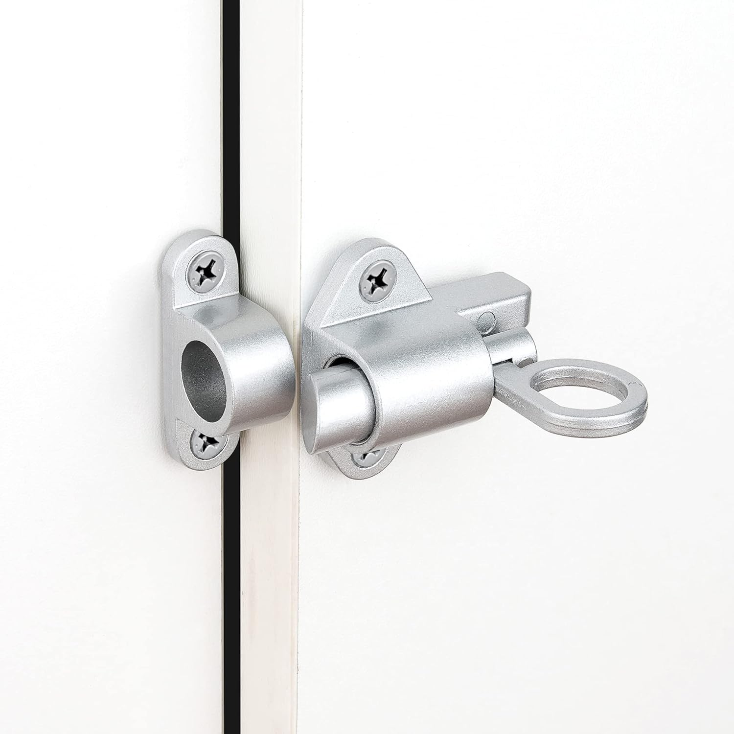 6 Packs Self-Closing Latches，Silver Gray Spring Door Lock，Resilient Bolt Latch Aluminum Alloy