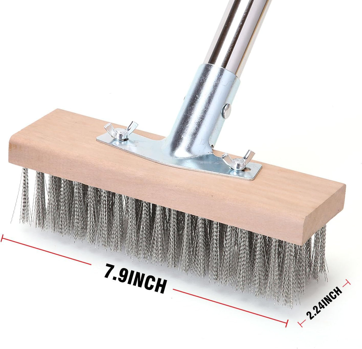 MAXMAN Stainless Steel Floor Scrubber Scrub Brush with Long Handle, Deck Brush, 63" Heavy Duty