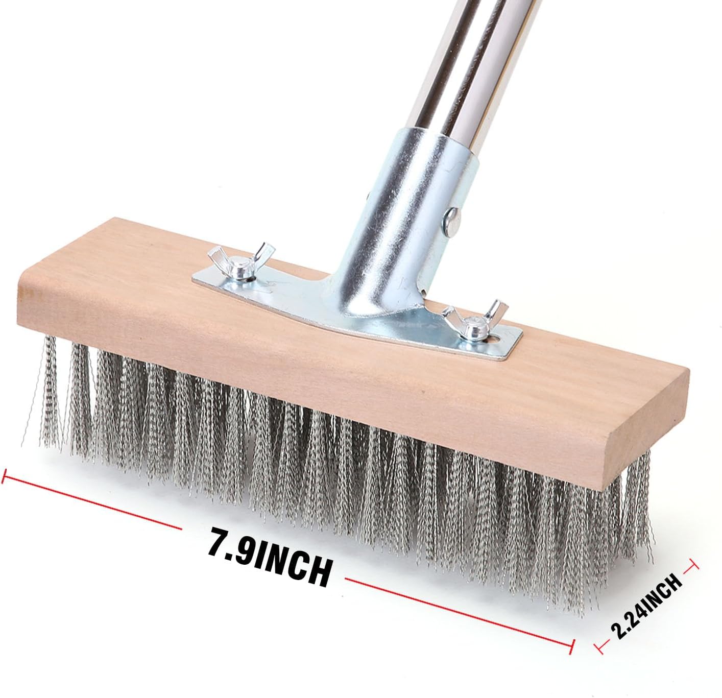 MAXMAN Stainless Steel Floor Scrubber Scrub Brush with Long Handle, Deck Brush, 63" Heavy Duty