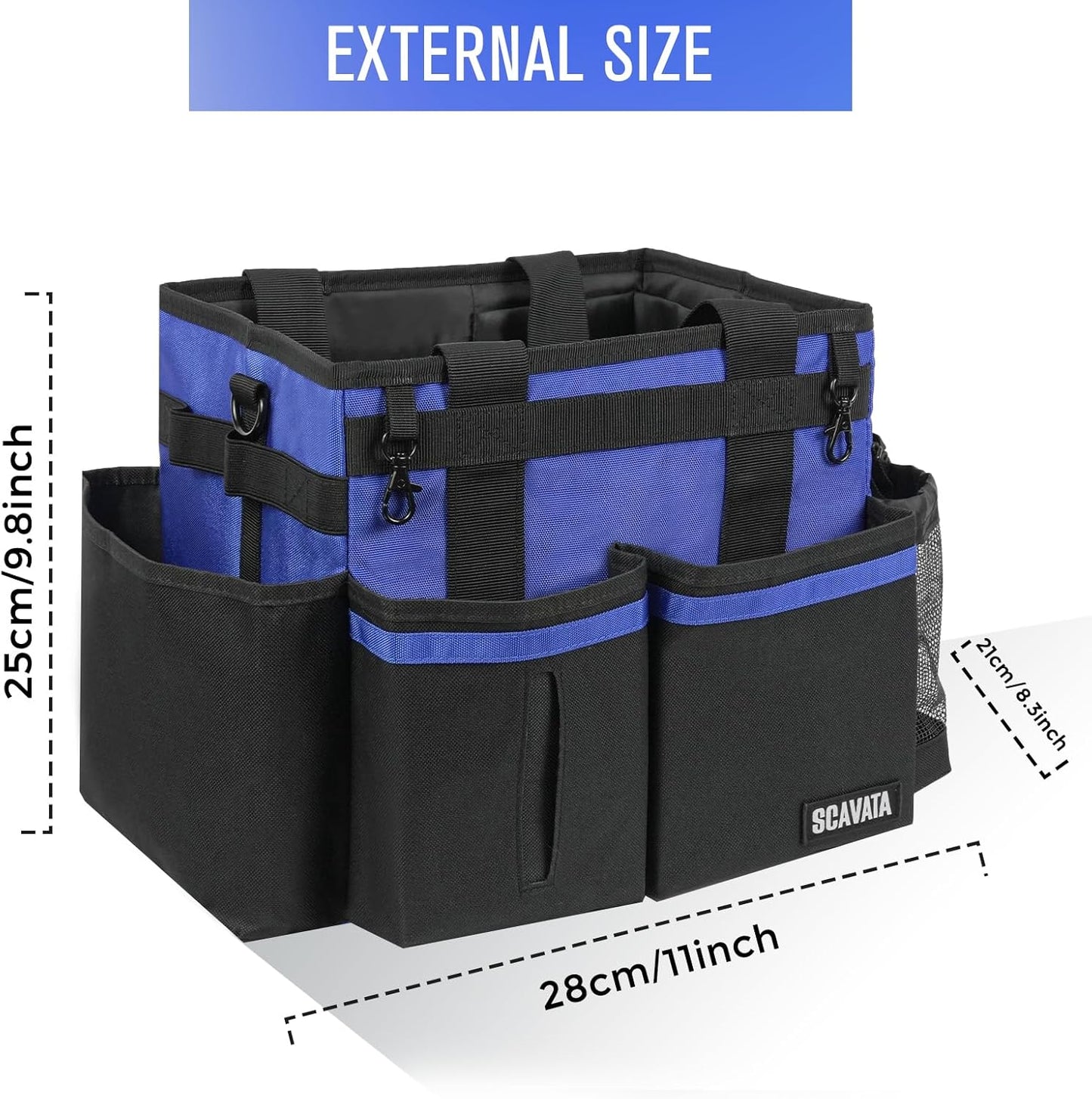 Compact Wearable Cleaning Caddy, Small Supplies Organizer with Handle & Shoulder Straps for