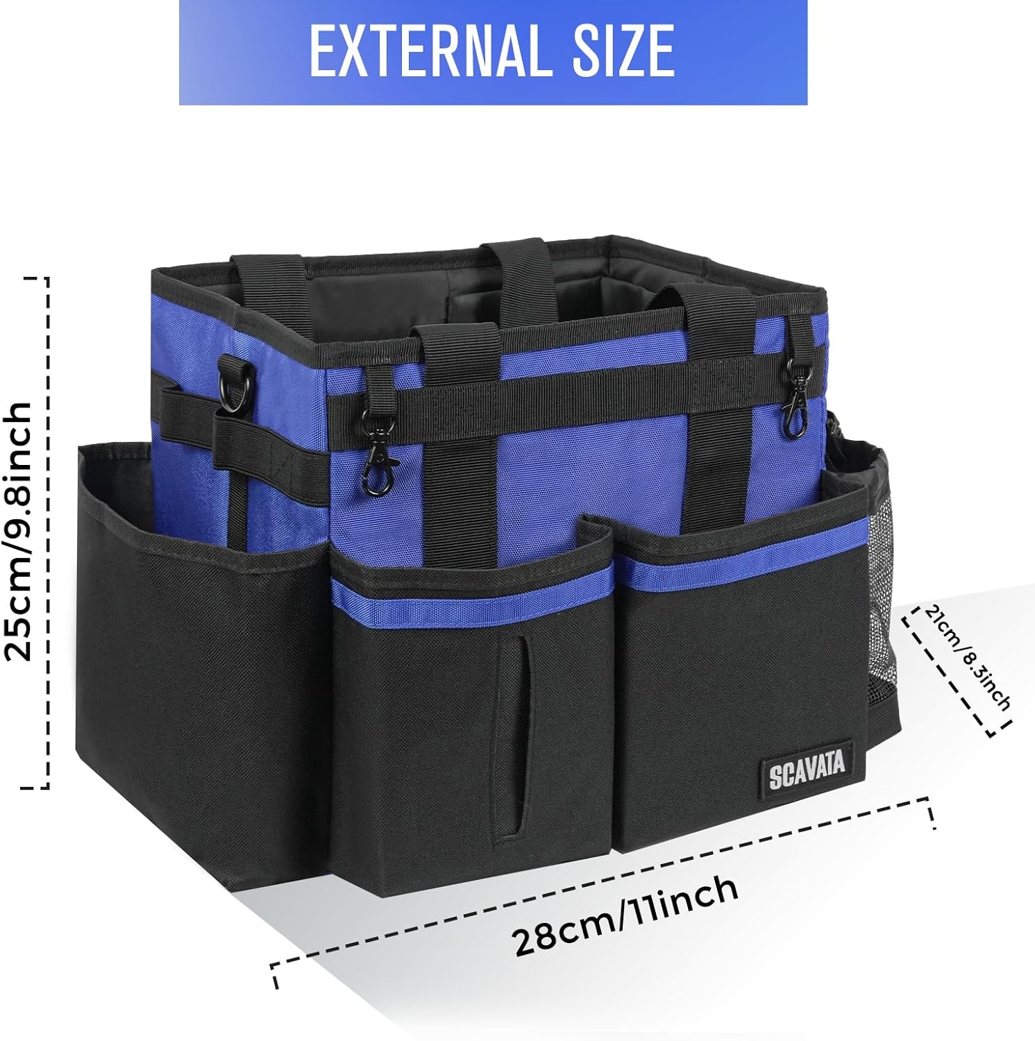 Compact Wearable Cleaning Caddy, Small Supplies Organizer with Handle & Shoulder Straps for