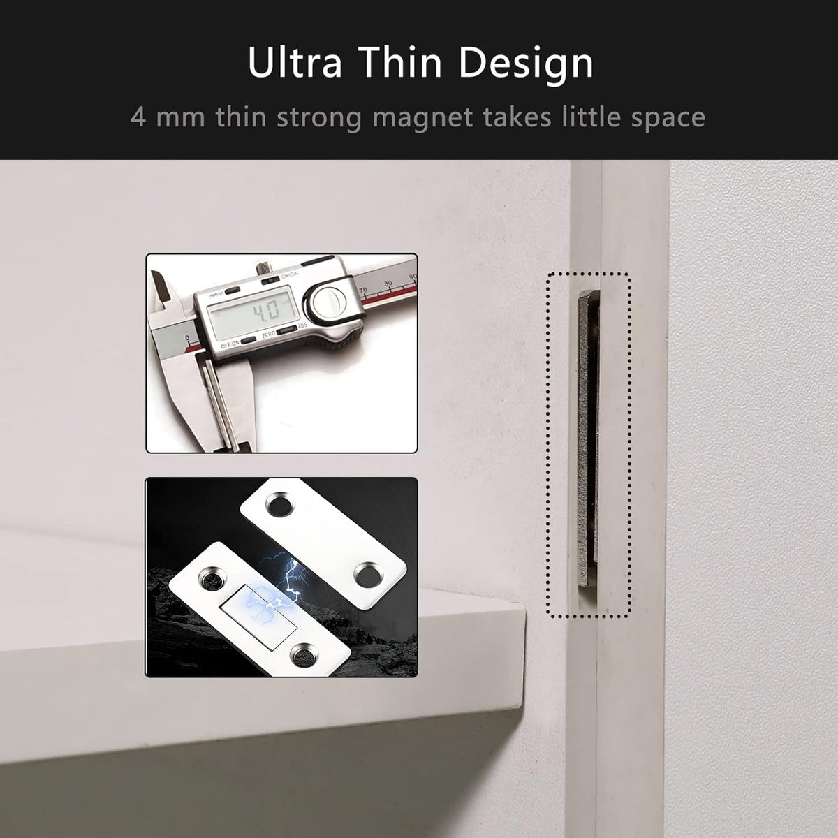 Cabinet Magnetic Catch, 6 Pack Ultra Thin Magnetic Cabinet Door Catch, Adhesive Cabinet Magnets for