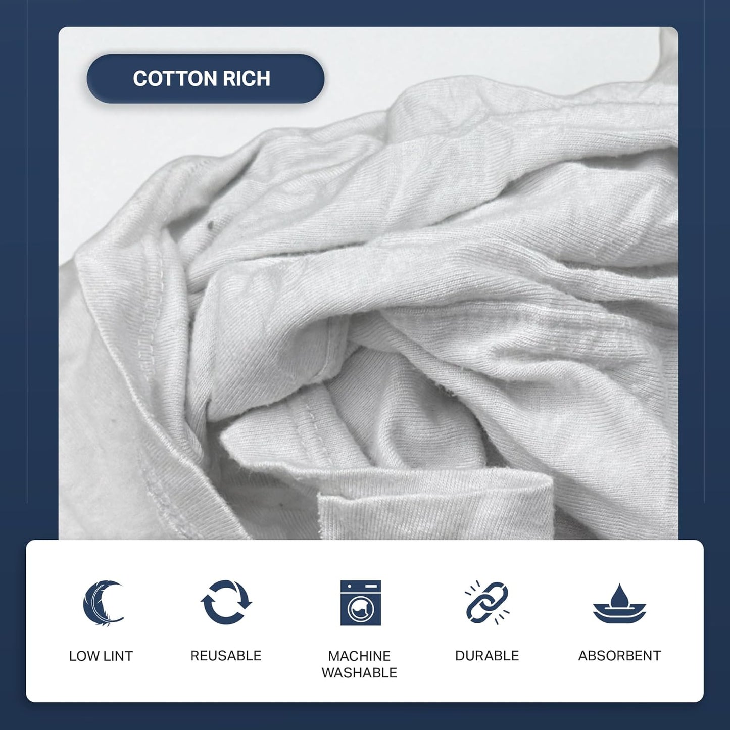 Angel-in-Armor White T-Shirt Rags – 5lb Box of Recycled Cotton Knit Shop Rags – Low Lint Cleaning