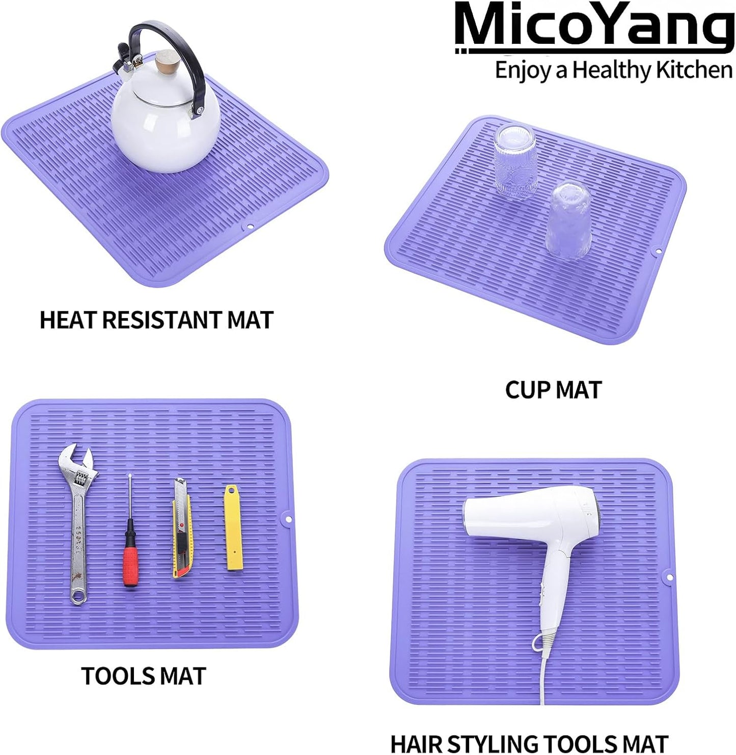 Silicone Dish Drying Mat for Multiple Usage,Easy clean,Eco-friendly,Heat-resistant Silicone Mat for