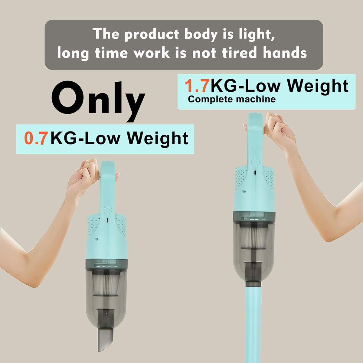 6-in-1 Lightweight Stick Vacuum Cleaner with 100W Powerful Motor, Mini Portable Household Handheld