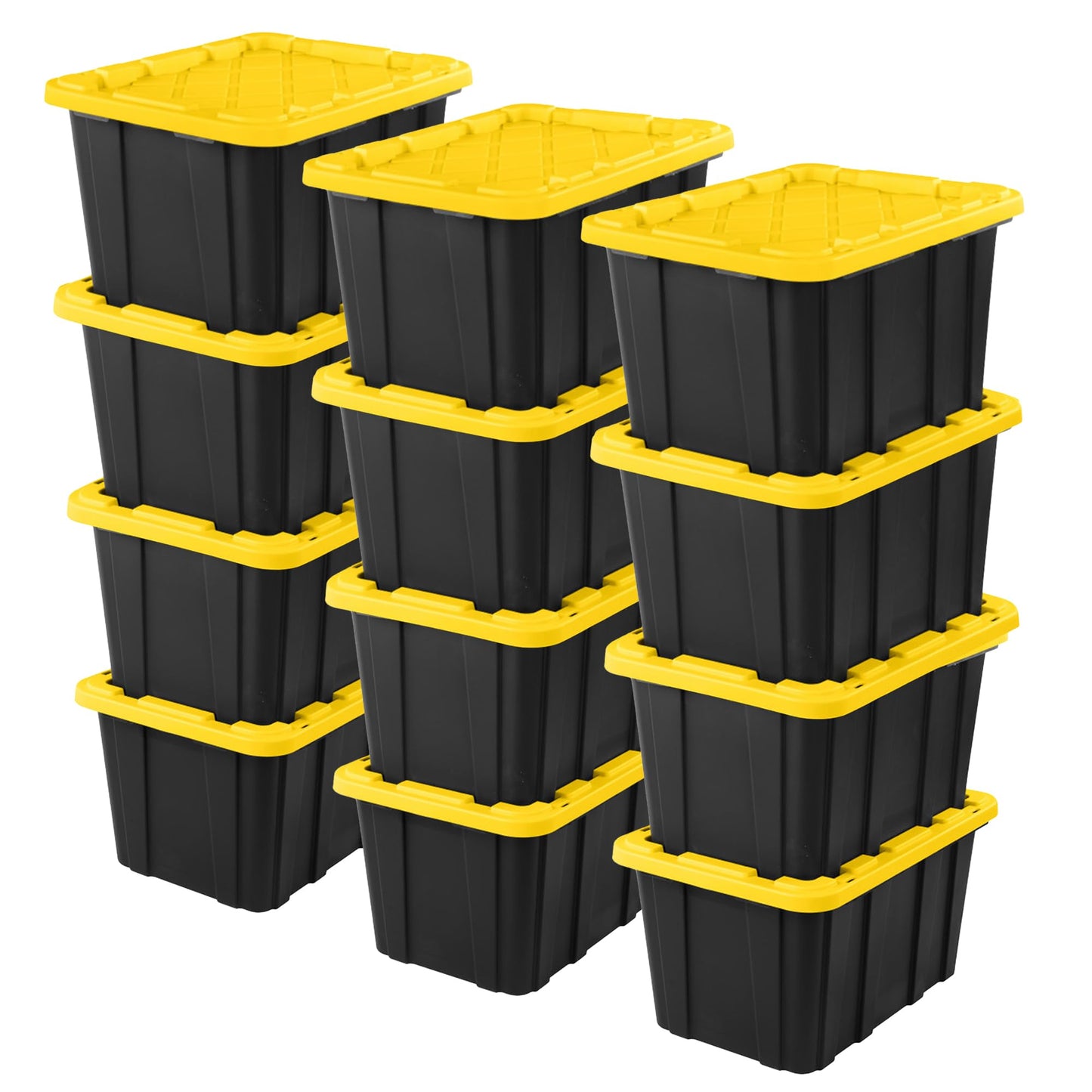 Sterilite Industrial Storage Tote with Lids for Garage, 27 Gallon, 12-Pack