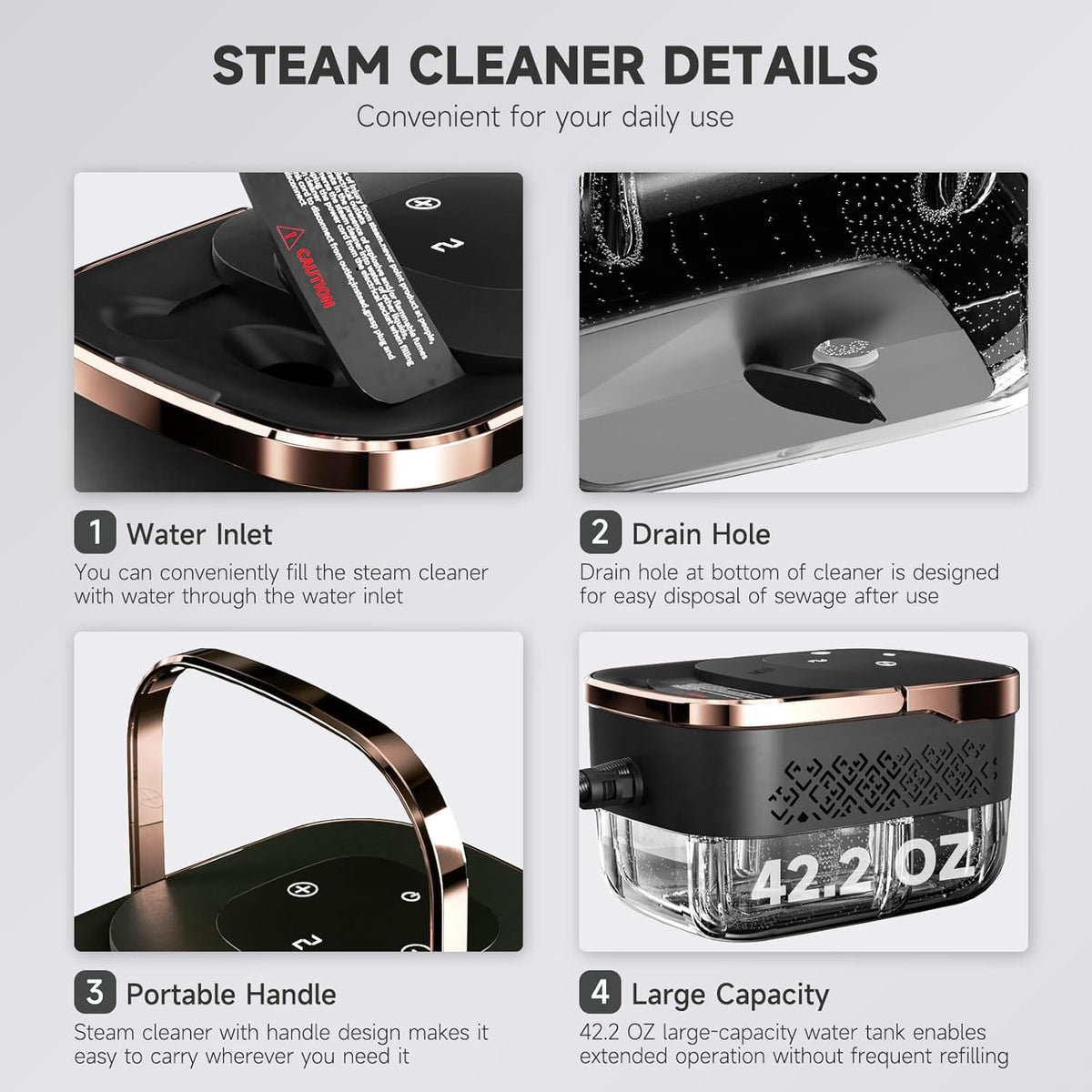 Steam Cleaner, Portable Steamer for Cleaning, Multipurpose Cleaning Steamer with Replacement Heads