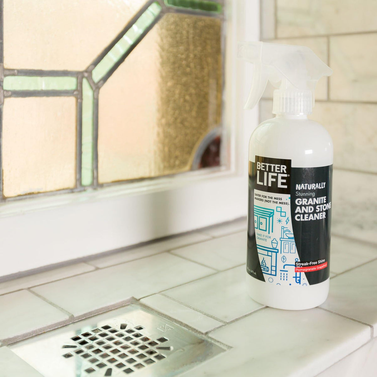 Better Life Granite Cleaner and Polish - Stone Countertop Cleaner for Marble, Quartz, Slate