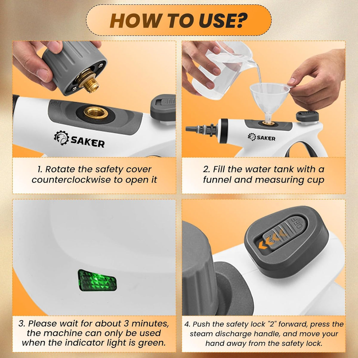 Saker Handheld Steam Cleaner New,Portable Steam Cleaner for Home,1050W Steam Cleaner,9 Fiber Cloths