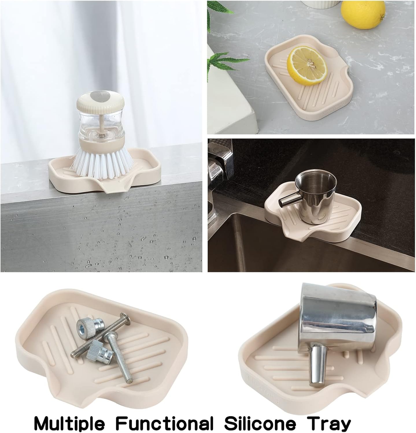 Silicone Bathroom Soap Dishes with Drain Spout-Bathroom and Kitchen Sink Organizer,Sponge