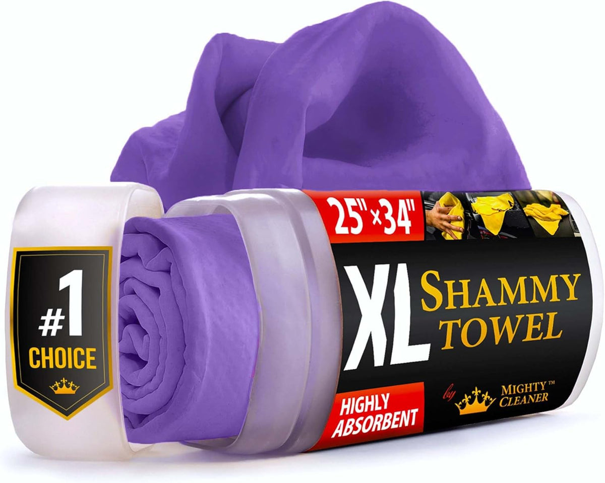 Premium XL Shammy Towel for Car - 34”x25” - Super Absorbent Chamois Cloth - Spots & Scratch-Free