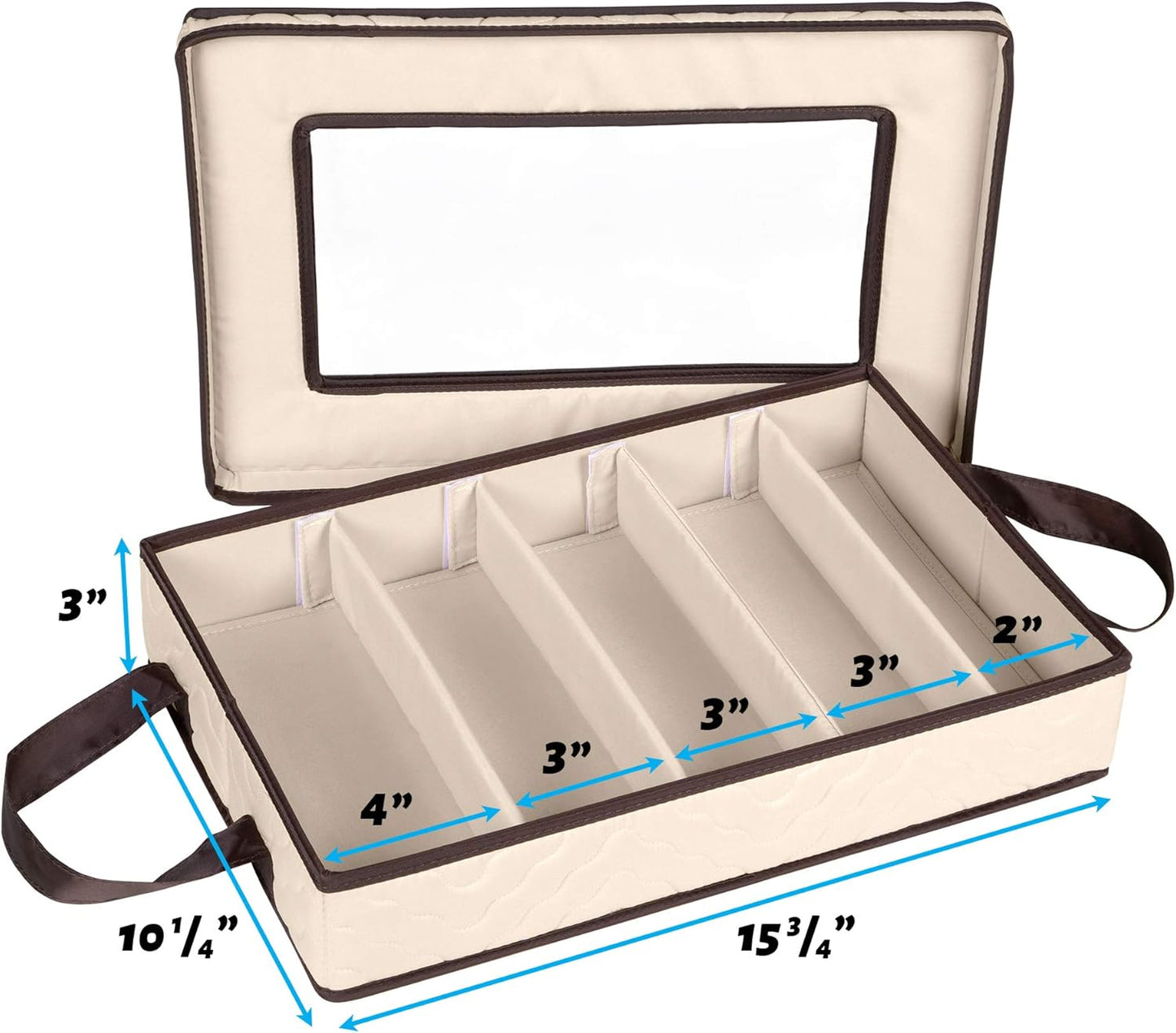 Flatware Storage Case - Durable 5 Compartment Silverware Storage Container Box with Removable Lid