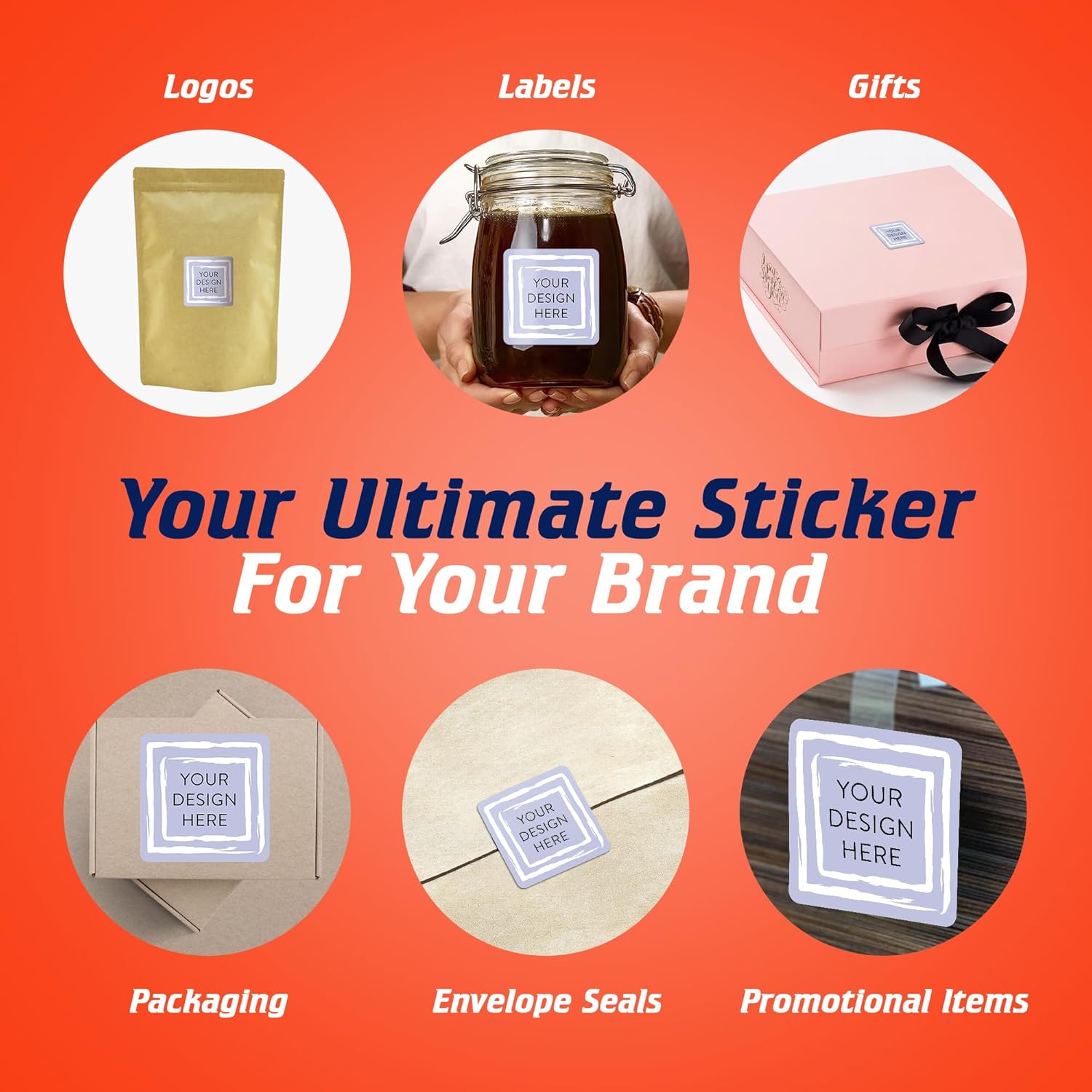 100 Custom Vinyl Stickers - Upload Your own Image, Text, Design, Logo - Personalized Logo Labels