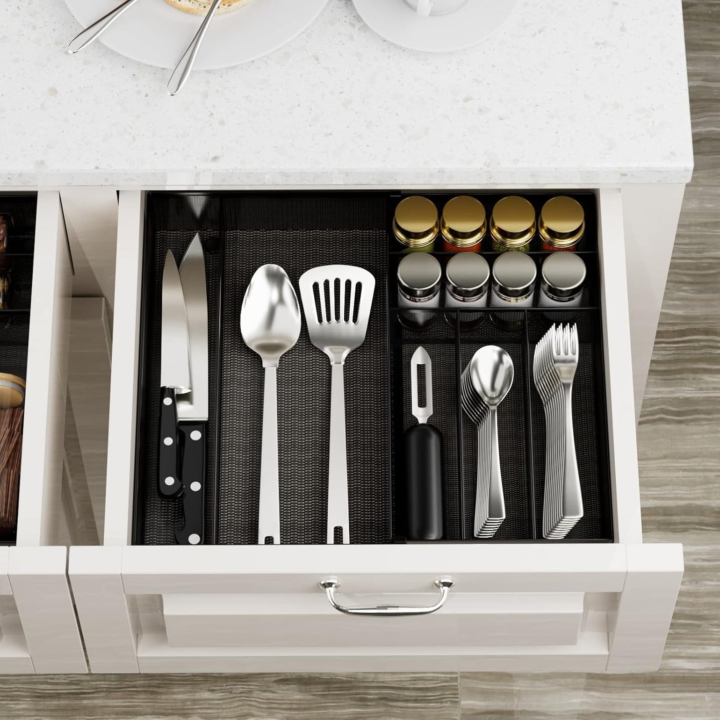 JANE EYRE Utensil Drawer Organizer - Expandable Cutlery Tray, Silverware/Flatware Storage Divider