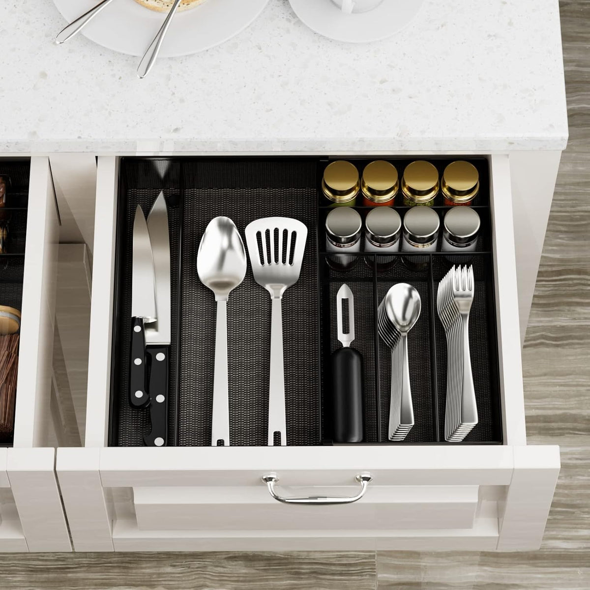 JANE EYRE Utensil Drawer Organizer - Expandable Cutlery Tray, Silverware/Flatware Storage Divider