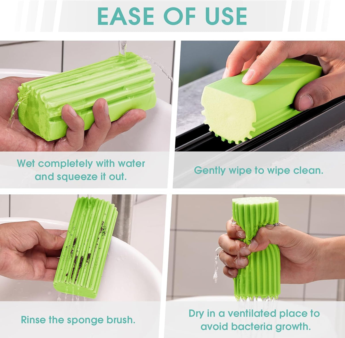 4 Pack Damp Dusting Sponge Duster, Green Dust Cleaning Sponge, Reusable Household Cleaning Sponge